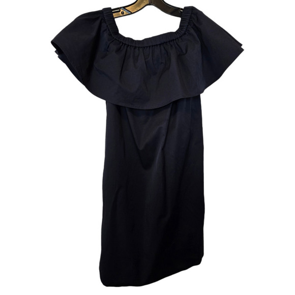Ann Mashburn Navy Dress off skillet ruffle pockets xs - Picture 1 of 6